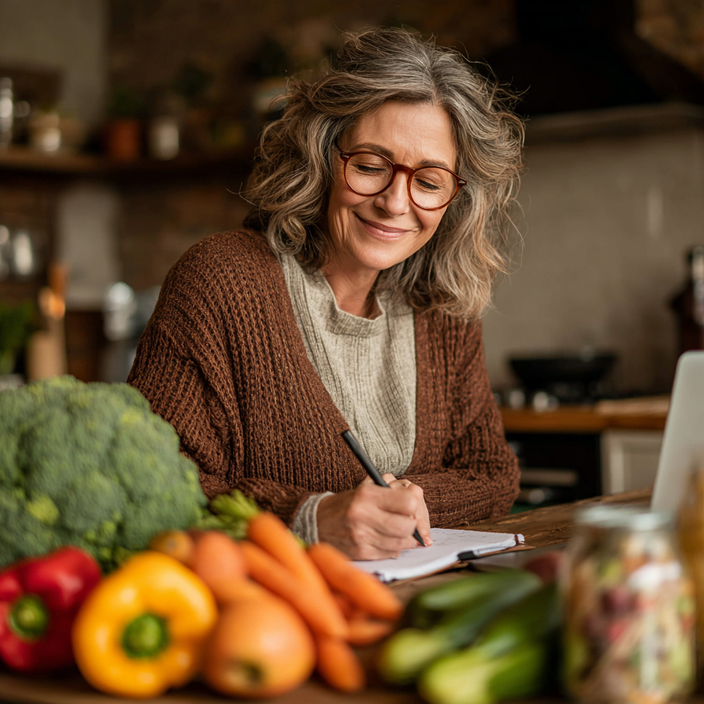 Middle-aged nutritionist creating personalized meal plan